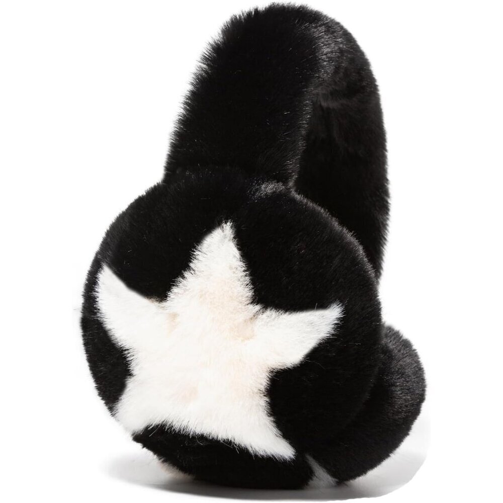 Fuzzy Earmuffs Women Girls Plush Faux-Fur Warm Windproof Star Pattern Outdoor